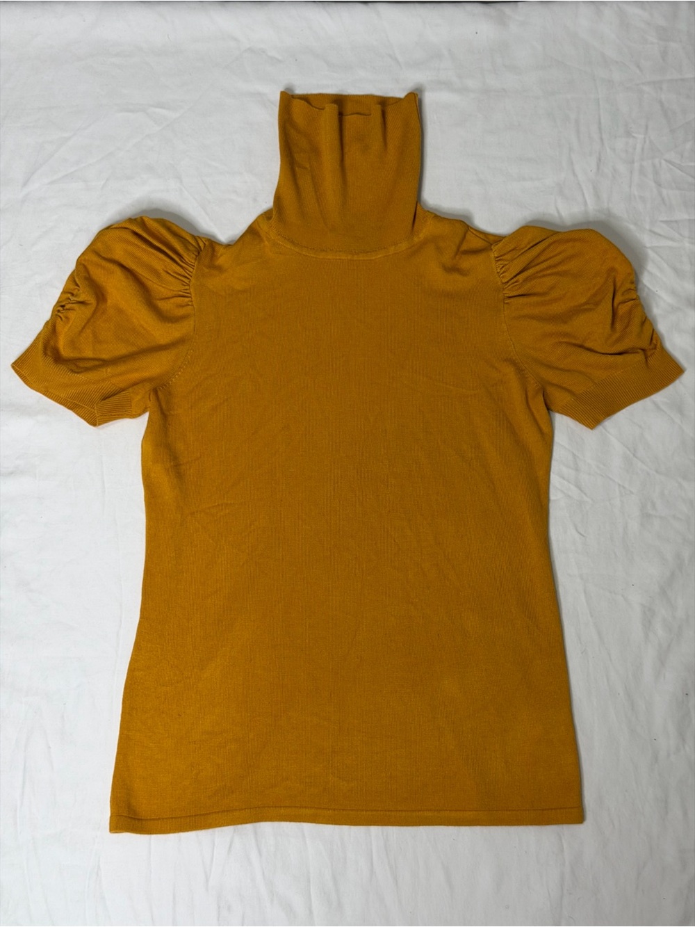 80 Park Puff-Sleeve Sweater Blouse Mustard Yellow Size Large